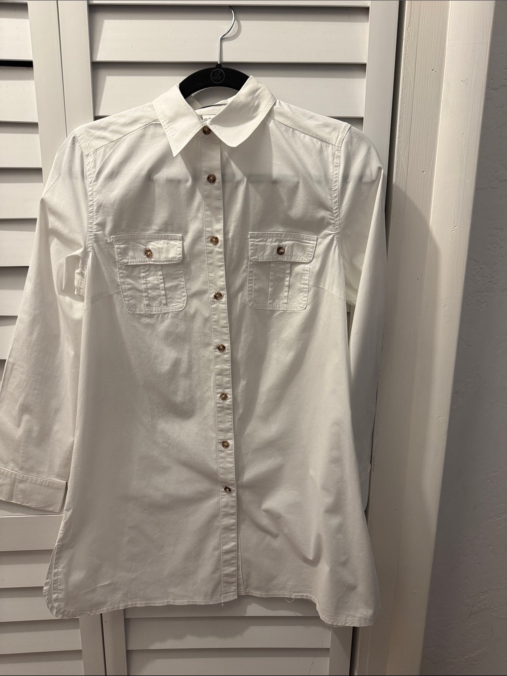 Edward Classic White Button-Up Shirt Dress. Size M